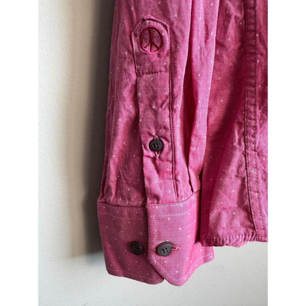 John Lennon Pink Polka Dot Long Sleeve Button Down Shirt Mens Large Preppy - Picture 3 of 16